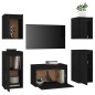 Mobili Porta TV 5 pz Neri in Legno Massello di Pino Mobili Porta TV 5 pz Neri in Legno Massello di Pino