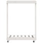Portalegna con Ruote Bianco 76,5x40x108 cm Legno Massello Pino