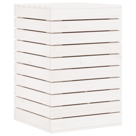 Cesto per Bucato Bianco 44x44x66 cm Legno Massello Pino