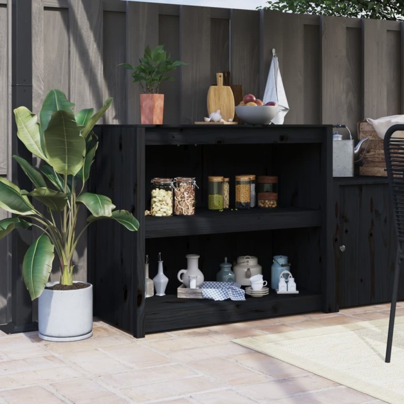 Mobile da Cucina da Esterno Nero 106x55x92 cm Legno Massello di Pino Mobile da Cucina da Esterno Nero 106x55x92 cm Legno Massello di Pino