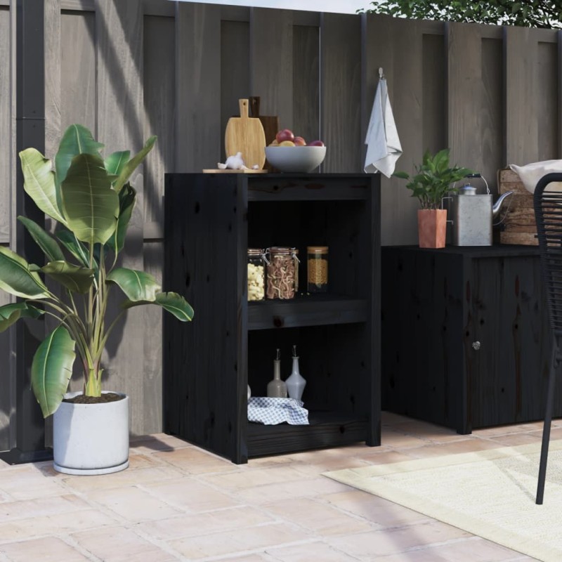 Mobile da Cucina da Esterno Nero 55x55x92 cm Legno Massello di Pino Mobile da Cucina da Esterno Nero 55x55x92 cm Legno Massello di Pino