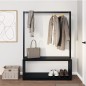 Appendiabiti Porta Scarpe Nero 113x40x157,5 cm Massello Pino Appendiabiti Porta Scarpe Nero 113x40x157,5 cm Massello Pino