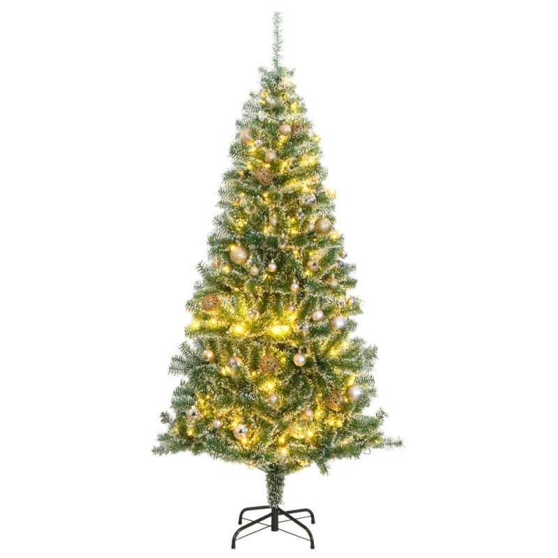 Albero di Natale Artificiale con 300 LED Palline e Neve 180 cm Albero di Natale Artificiale con 300 LED Palline e Neve 180 cm