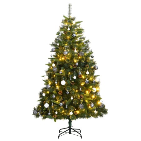 Albero Natale Incernierato con 300 LED e Palline 210 cm