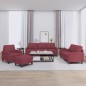 Set di Divani 4 pz con Cuscini Rosso Vino in Tessuto Set di Divani 4 pz con Cuscini Rosso Vino in Tessuto