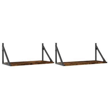 vidaXL Mensole Parete 2pz Rovere Fumo 60x25x25,5 cm Legno Multistrato