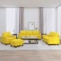 Set di Divani 4 pz con Cuscini Giallo Chiaro in Tessuto Set di Divani 4 pz con Cuscini Giallo Chiaro in Tessuto