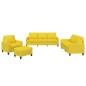 Set di Divani 4 pz con Cuscini Giallo Chiaro in Tessuto Set di Divani 4 pz con Cuscini Giallo Chiaro in Tessuto