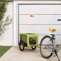 Rimorchio da Bici per Cani Verde e Nero Tessuto Oxford e Ferro