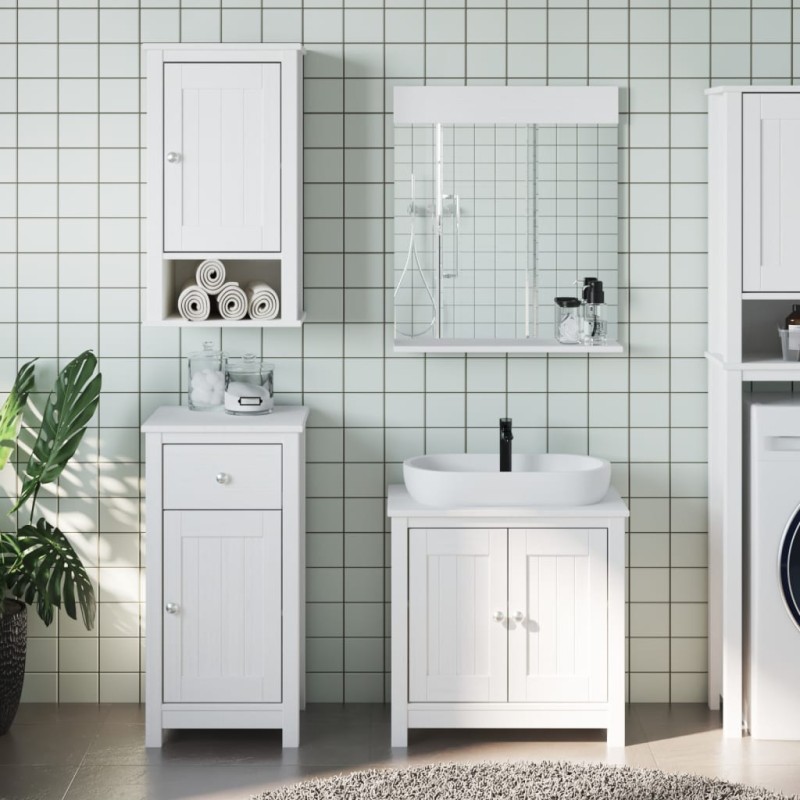 Set Mobili da Bagno 4 pz BERG Bianco in Legno Massello di Pino Set Mobili da Bagno 4 pz BERG Bianco in Legno Massello di Pino