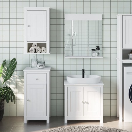 Set Mobili da Bagno 4 pz BERG Bianco in Legno Massello di Pino
