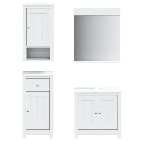 Set Mobili da Bagno 4 pz BERG Bianco in Legno Massello di Pino