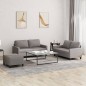 Set di Divani 3 pz con Cuscini Tortora in Tessuto Set di Divani 3 pz con Cuscini Tortora in Tessuto