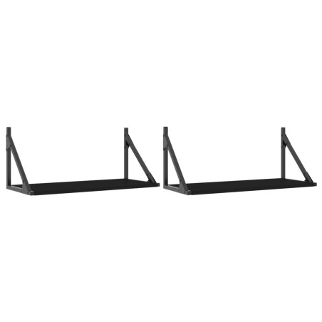 vidaXL Mensole da Parete 2pz Nere 60x25x25,5 cm Legno Multistrato