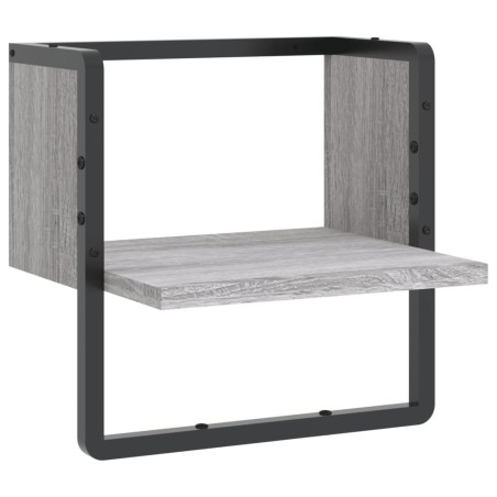vidaXL Mensola a Parete con Asta Grigio Sonoma 30x25x30 cm