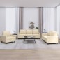 Set di Divani 3 pz con Cuscini Crema in Tessuto Set di Divani 3 pz con Cuscini Crema in Tessuto