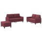 Set di Divani 3 pz con Cuscini Rosso Vino in Tessuto Set di Divani 3 pz con Cuscini Rosso Vino in Tessuto