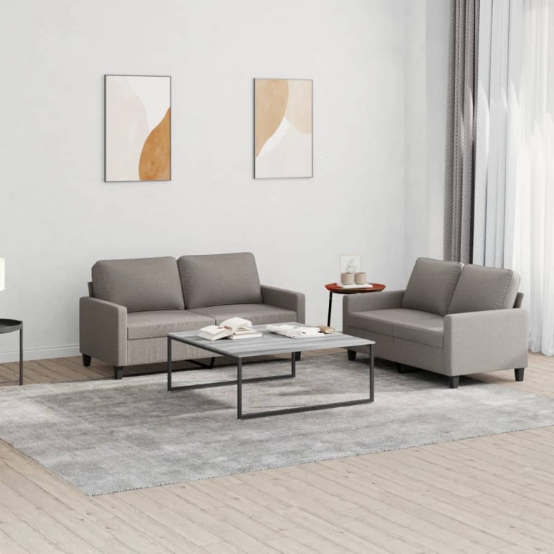 vidaXL Set di Divani 2 pz con Cuscini Tortora in Tessuto vidaXL Set di Divani 2 pz con Cuscini Tortora in Tessuto