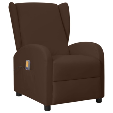 Poltrona Alzapersona Massaggio Wing Back Marrone in Similpelle