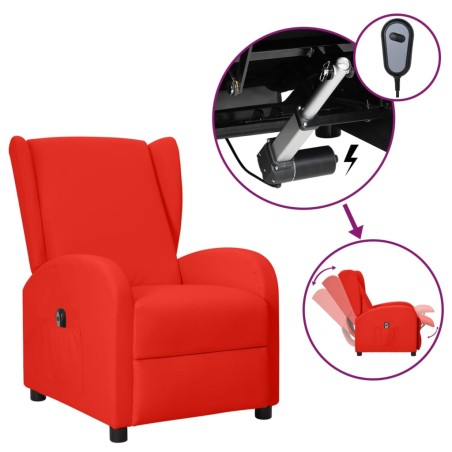 Poltrona Wing Back Elettrica Reclinabile Rossa in Similpelle