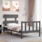 Giroletto con Testiera Grigio Small Single Legno Massello Giroletto con Testiera Grigio Small Single Legno Massello