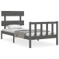 Giroletto con Testiera Grigio Small Single Legno Massello Giroletto con Testiera Grigio Small Single Legno Massello