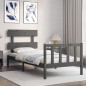 Giroletto con Testiera Grigio Small Single Legno Massello Giroletto con Testiera Grigio Small Single Legno Massello