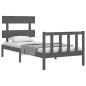 Giroletto con Testiera Grigio Small Single Legno Massello Giroletto con Testiera Grigio Small Single Legno Massello