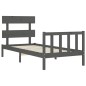 Giroletto con Testiera Grigio Small Single Legno Massello Giroletto con Testiera Grigio Small Single Legno Massello