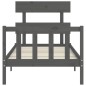Giroletto con Testiera Grigio Small Single Legno Massello Giroletto con Testiera Grigio Small Single Legno Massello