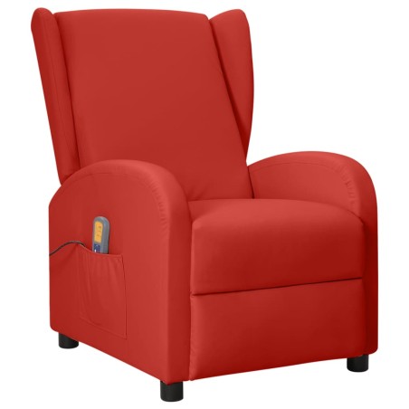 Poltrona Alzapersona Massaggio Wing Back Rosso Vino Similpelle