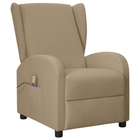 Poltrona Alzapersona Massaggio Wing Back Cappuccino Similpelle