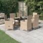 Set da Pranzo per Giardino 7 pz con Cuscini Beige Set da Pranzo per Giardino 7 pz con Cuscini Beige