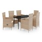Set da Pranzo per Giardino 7 pz con Cuscini Beige Set da Pranzo per Giardino 7 pz con Cuscini Beige