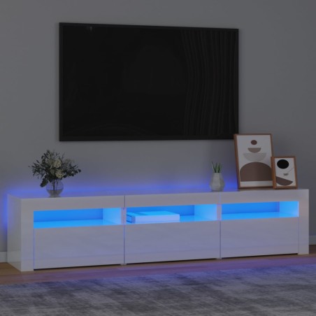 Mobile Porta TV con Luci LED Bianco Lucido 180x35x40 cm