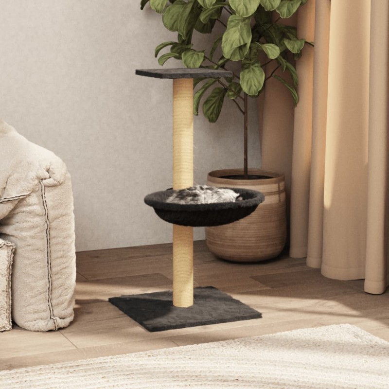 Albero per Gatti con Palo Tiragraffi Sisal Grigio Scuro 74 cm Albero per Gatti con Palo Tiragraffi Sisal Grigio Scuro 74 cm