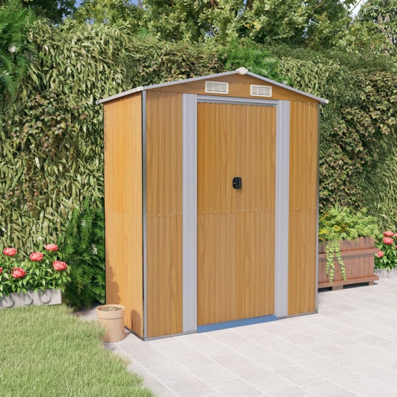 Capanno Giardino Marrone Chiaro 192x108x223 cm Acciaio Zincato Capanno Giardino Marrone Chiaro 192x108x223 cm Acciaio Zincato