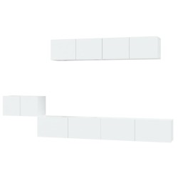 Set di Mobili Porta TV 5 pz Bianco Lucido in Legno Multistrato