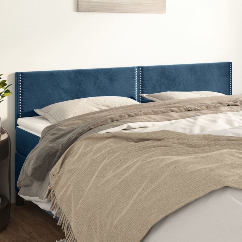 Testiere 2 pz Blu Scuro 100x5x78/88 cm in Velluto Testiere 2 pz Blu Scuro 100x5x78/88 cm in Velluto