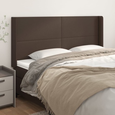 Testiera ad Orecchio Marrone 203x16x118/128 cm in Similpelle