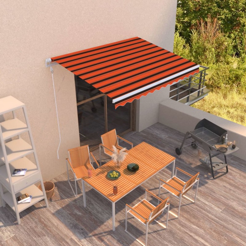 Tenda da Sole Retrattile Automatica 300x250cm Arancione Marrone Tenda da Sole Retrattile Automatica 300x250cm Arancione Marrone