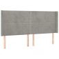 Testiera ad Orecchio Grigio Chiaro 183x16x118/128 cm in Velluto Testiera ad Orecchio Grigio Chiaro 183x16x118/128 cm in Velluto