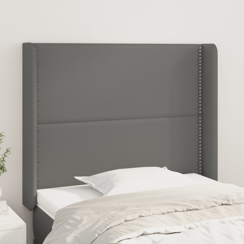 Testiera ad Orecchio Grigio 83x16x118/128 cm in Similpelle Testiera ad Orecchio Grigio 83x16x118/128 cm in Similpelle