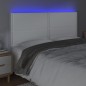 Testiera a LED Bianco 180x5x118/128 cm in Similpelle Testiera a LED Bianco 180x5x118/128 cm in Similpelle