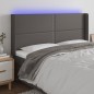 Testiera a LED Grigio 163x16x118/128cm in Similpelle Testiera a LED Grigio 163x16x118/128cm in Similpelle