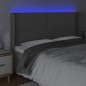 Testiera a LED Grigio 163x16x118/128cm in Similpelle Testiera a LED Grigio 163x16x118/128cm in Similpelle