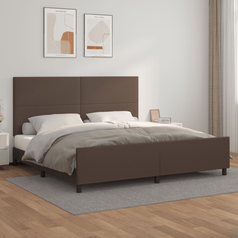 Giroletto con Testiera Marrone 200x200 cm in Similpelle Giroletto con Testiera Marrone 200x200 cm in Similpelle