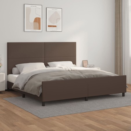 Giroletto con Testiera Marrone 200x200 cm in Similpelle