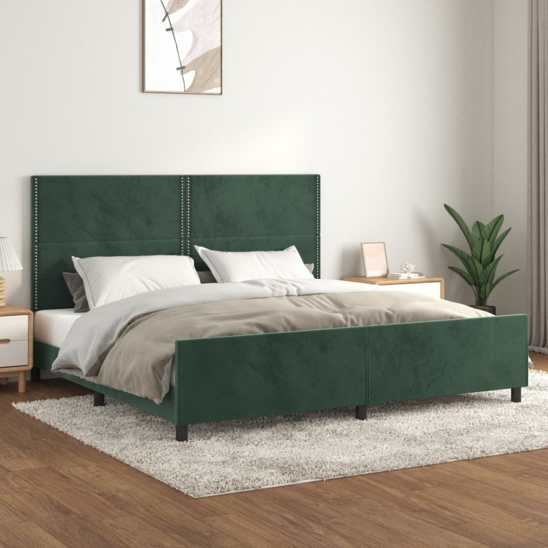 Giroletto con Testiera Verde Scuro 200x200 cm in Velluto Giroletto con Testiera Verde Scuro 200x200 cm in Velluto