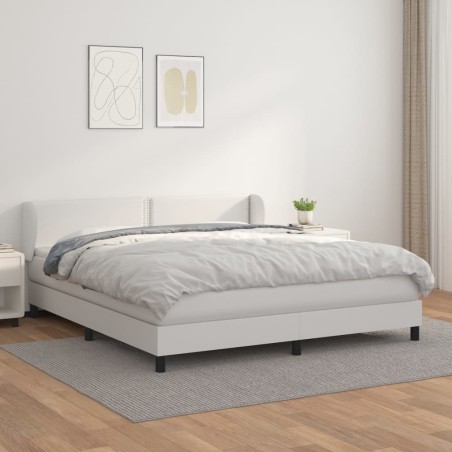 Giroletto a Molle con Materasso Bianco 160x200 cm in Similpelle